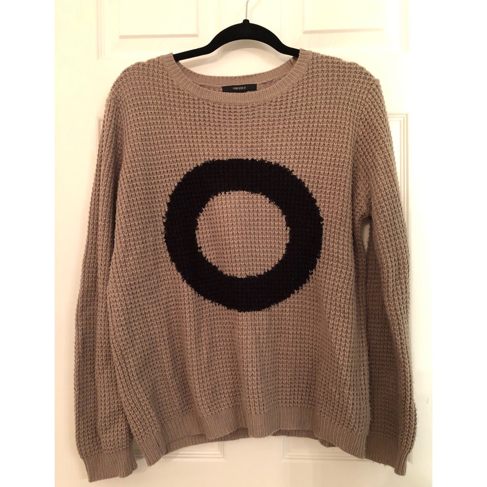 Cozy Tan “O” Graphic Sweater
